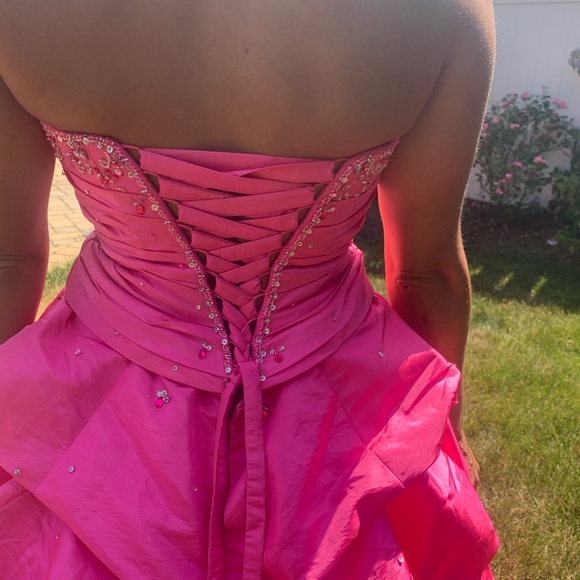 Rhinestone Pink Ball Gown/ Quinceanera/ Sweet 16 Dress with Removable Skirt - Picture 10 of 13